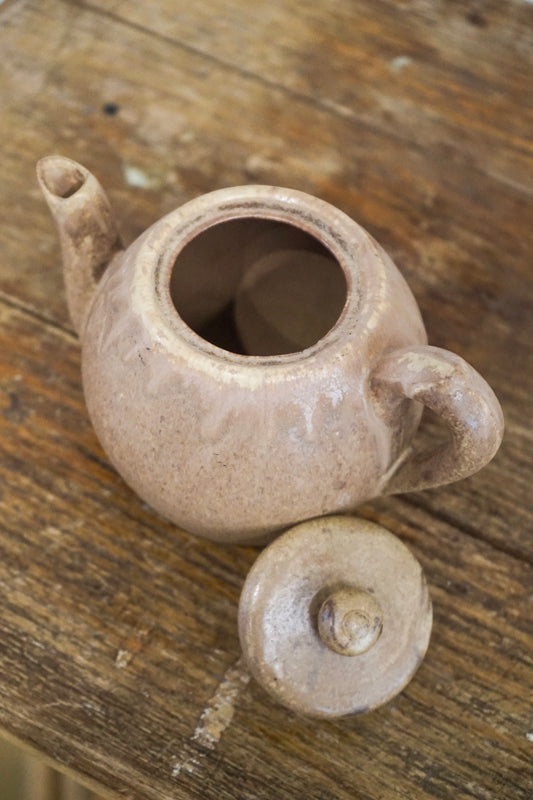French Mauve / Taupe Stoneware Round Teapot, 1960's