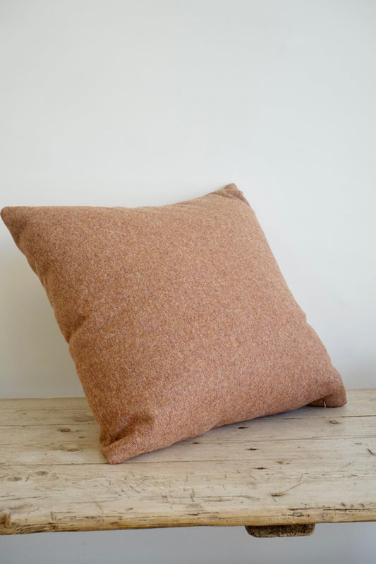 22" Square Throw Pillows in Rust Wool Fabric