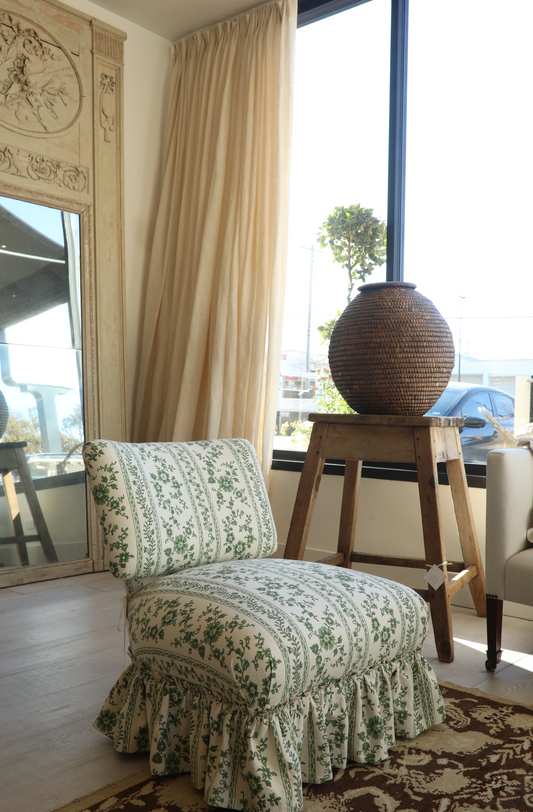 Antique French Coiled Rye Basket with Lid; France, 19th C.