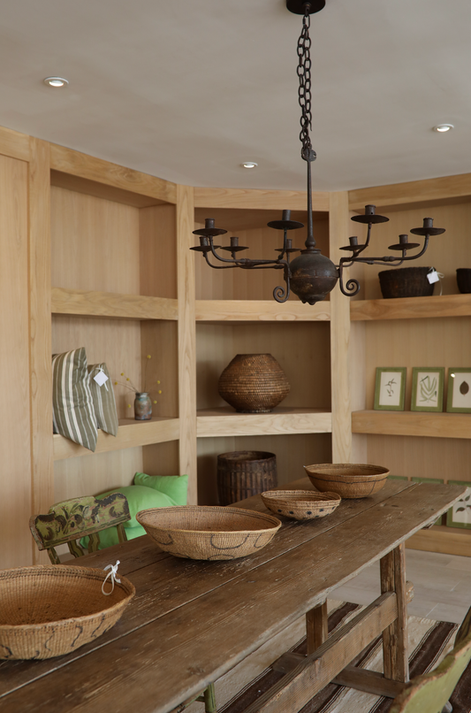 20th C. Wrought Iron 9-Arm Candle Chandelier