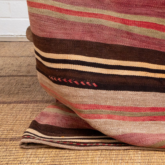 Mauve and Brown Vintage Hand-Woven Turkish Rug