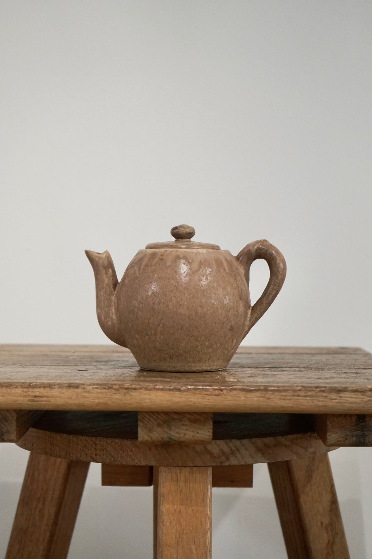 French Mauve / Taupe Stoneware Round Teapot, 1960's