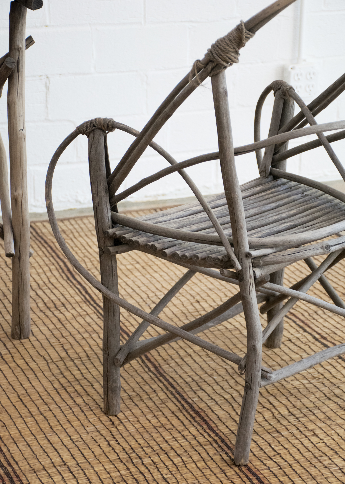Late 19th Century Bistro Table with Bent Willow Twig Arm Chairs