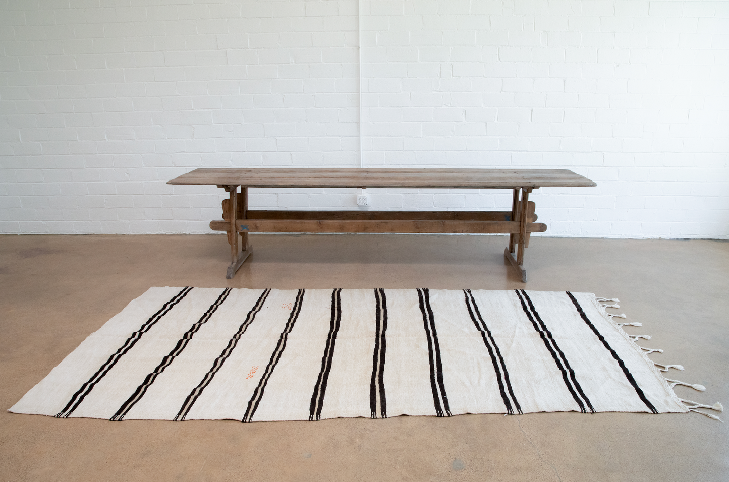 Hand Woven Vintage Kilim Striped Rug