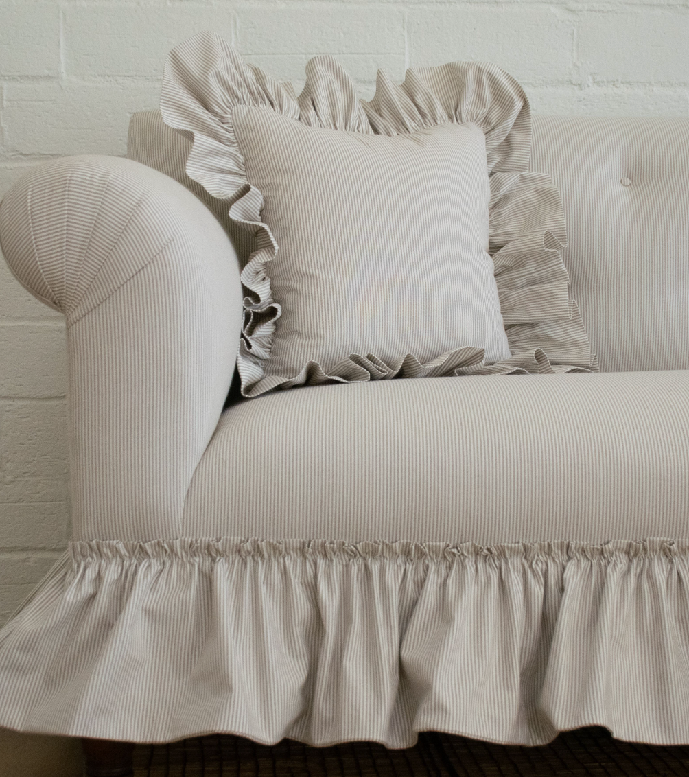 Ruffle Pillows in Fawn Stripe