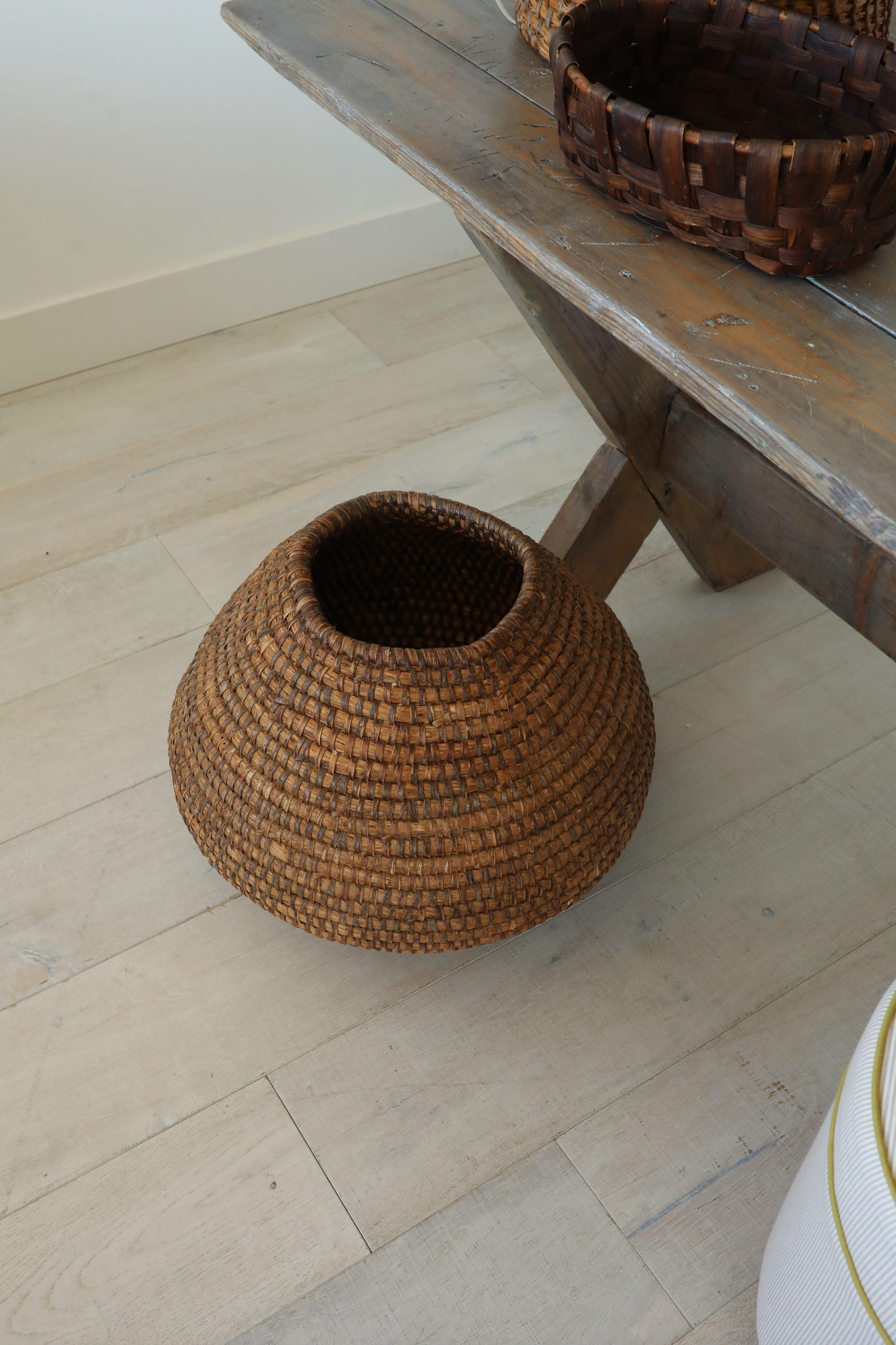 Antique French Coiled Rye Basket; France, 19th C.