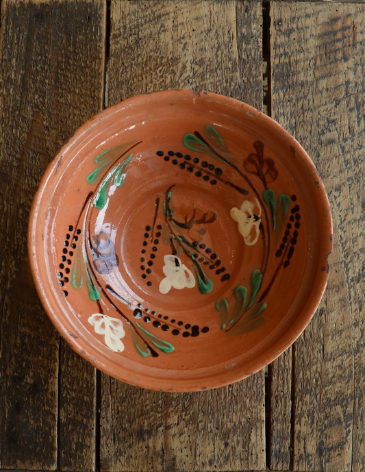 Antique Folk Plate with Flowers 

Hungary; 1920's