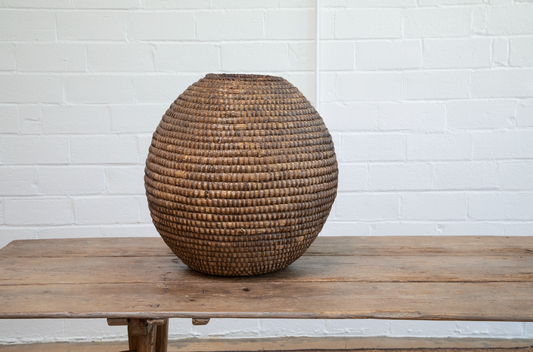 Antique French Coiled Rye Basket; France, 19th C.