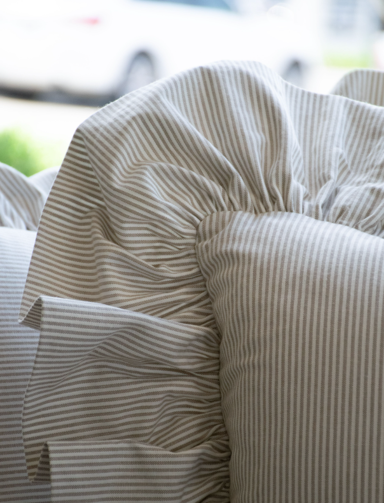 Ruffle Pillows in Fawn Stripe
