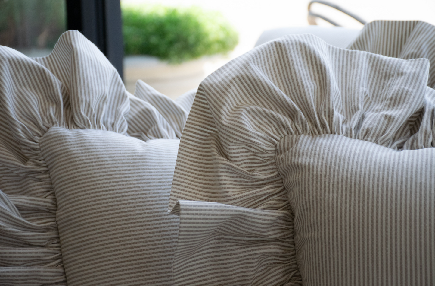 Ruffle Pillows in Fawn Stripe